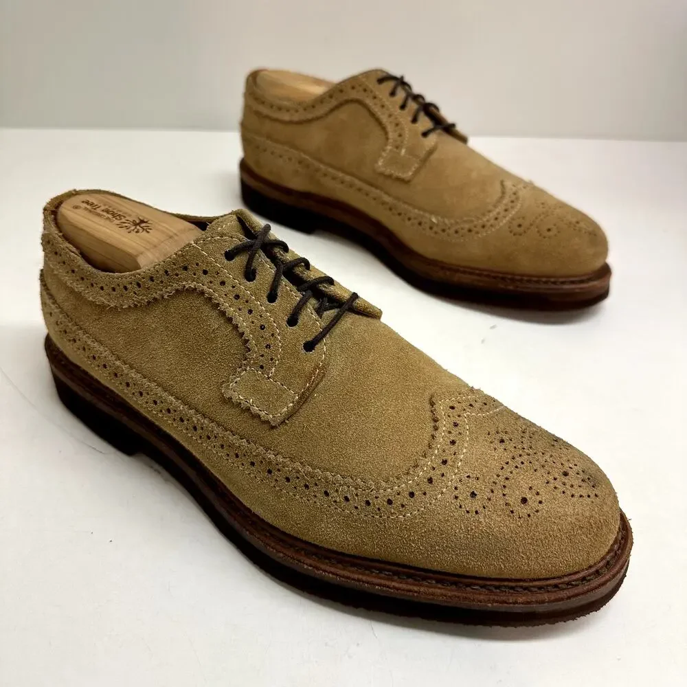 VGUC Rancourt & Co. Chandler Longwing Wingtip Tan Suede Derby Made in USA 8 D
